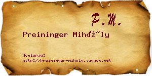 Preininger Mihály névjegykártya